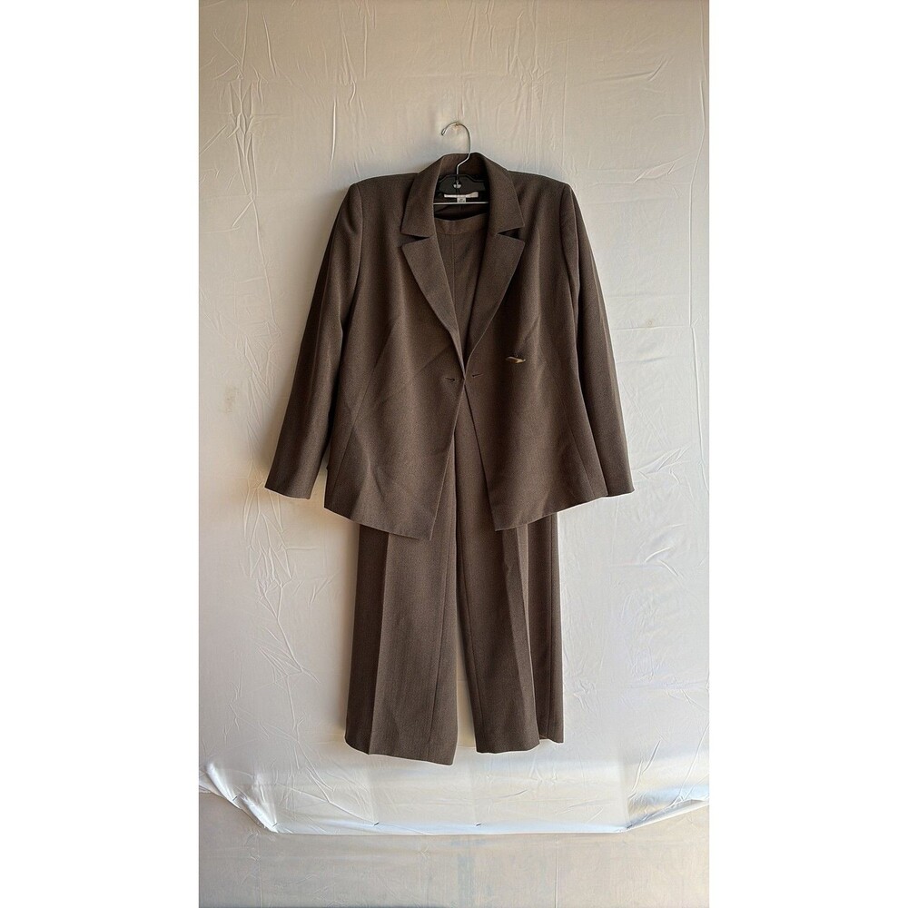 Le Suit Petite Vintage Brown 2-Piece Pant Suit Set 6P